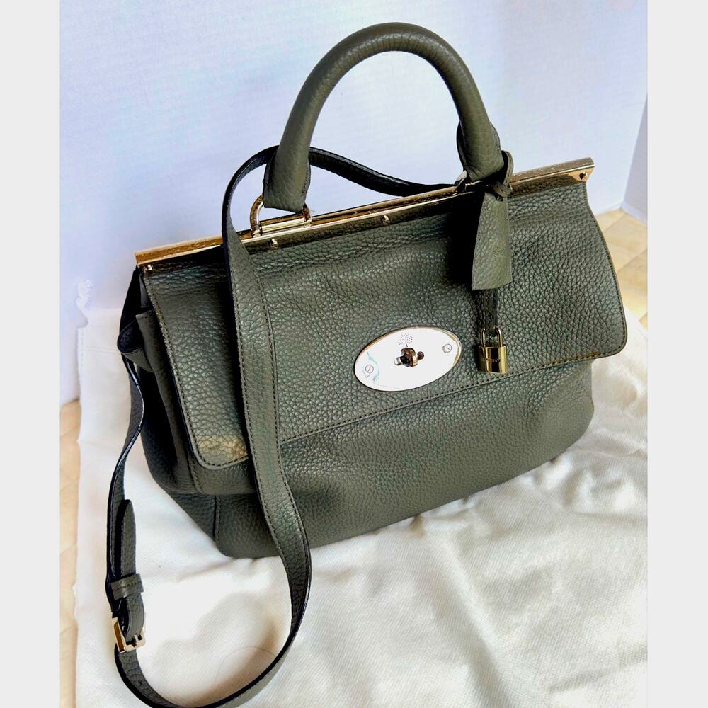 Mulberry Suffolk Grey Pebbled Leather Two-Way bag with Silver-tone hardware